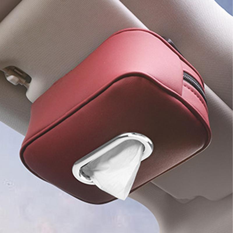 Car Tissue Box Sunshade Seat Backrest Suspension Napkin Holder Car Visor Tissue Holder Backseat Tissue Cover Tissue Storage Box
