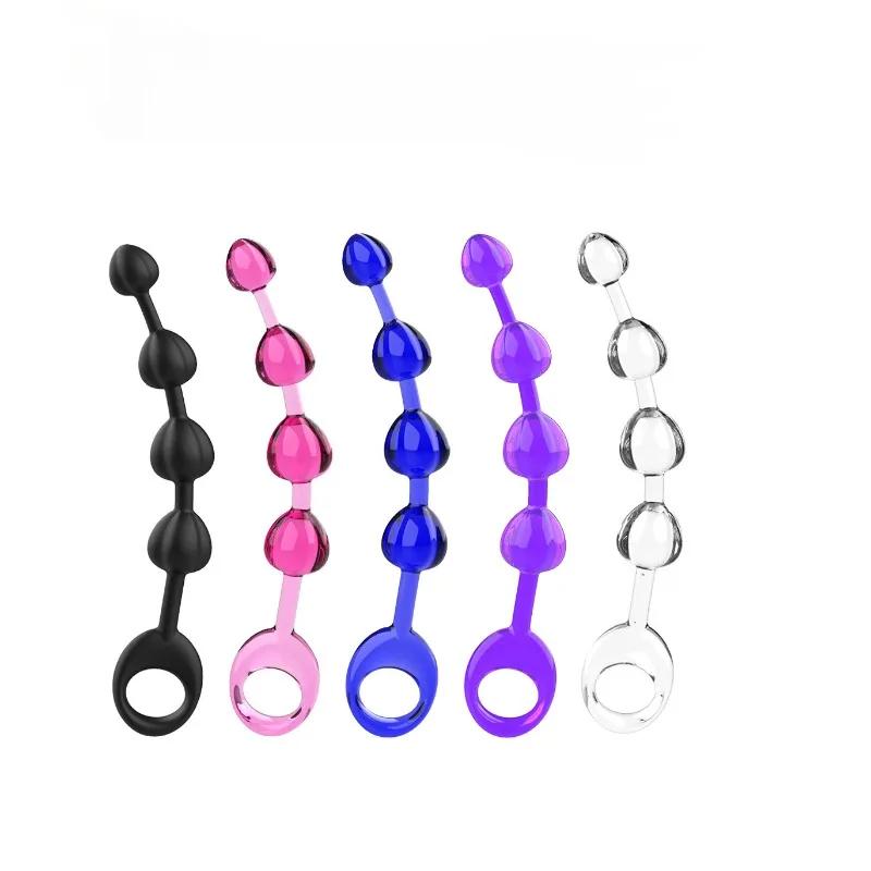Мягкие резиновые анальные пробки, бусины, длинный оргазм, влагалище, клитор, тянущее кольцо, шарик, игрушки для взрослых, женщин и мужчин, стимулятор, интимные аксессуары