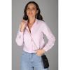 Women Powder Pink Lycra Cotton Long Sleeve Turndown Collar Classic Style Blouse High Quality Shirt