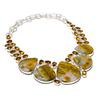 Bumble Bee Jasper, Citrine Handmade 925 Sterling Silver Necklace 18" s6K94