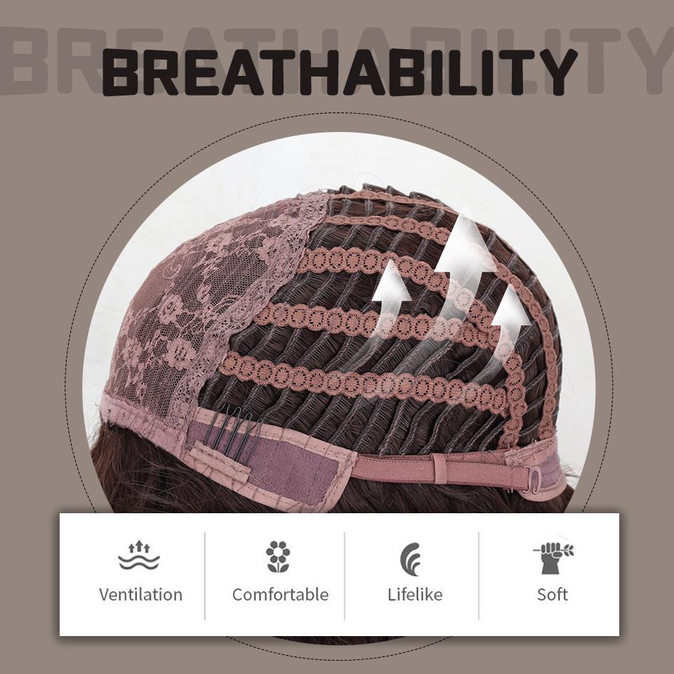 LISI HAIR Женский натуральный прямой коричневый парик с челкой из синтетического волокна, натуральный волнистый многослойный парик, повседневная одежда для косплея