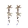 Silver needle zircon pearl flower fringed earrings holiday style fresh and sweet stud earrings light luxury high-end earrings