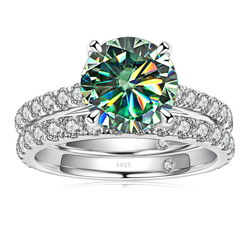 Bague Ringen Роскошное кольцо с муассанитом цвета D 3,0 карата, женские ювелирные изделия из стерлингового серебра 925 пробы с четырьмя когтями, свадебные комплекты для свадьбы