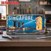 Printing, , Singapore Marina Bay and Merlion Scene Metal License Plate, Decorative Signs & Plaques , Vintage Aluminum Sign, P