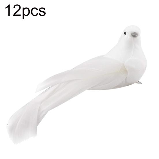 12Pcs Artificial Feather Fashion Foam Dove Party Home Bird Clip On Decoration Tree DIY Plant Bonsai Ornaments