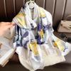 New Silk Scarf New Silk Satin Printed Shawl Holiday Fashion Sunscreen Long Section Simulation Silk Scarf