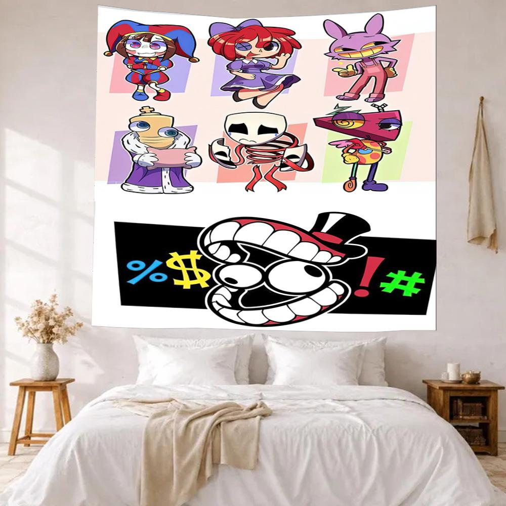 Digital Circus Wall Decor Tapestry Art For Pet Memorial Birthdaywedding Party Backdrop Family Gift