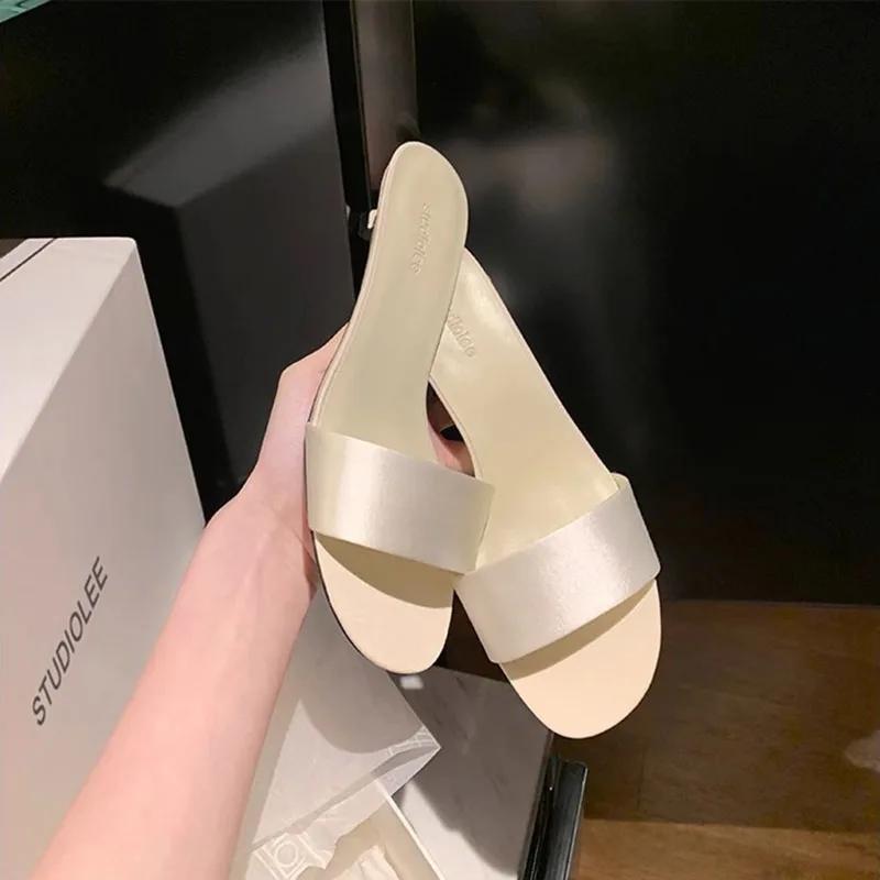 Fashion Summer Shoes Open Toe Slip On Women's Slippers Designer Ladies Elegant Dress Shoes Street Style Thin Heel Slides Women's Sandals
