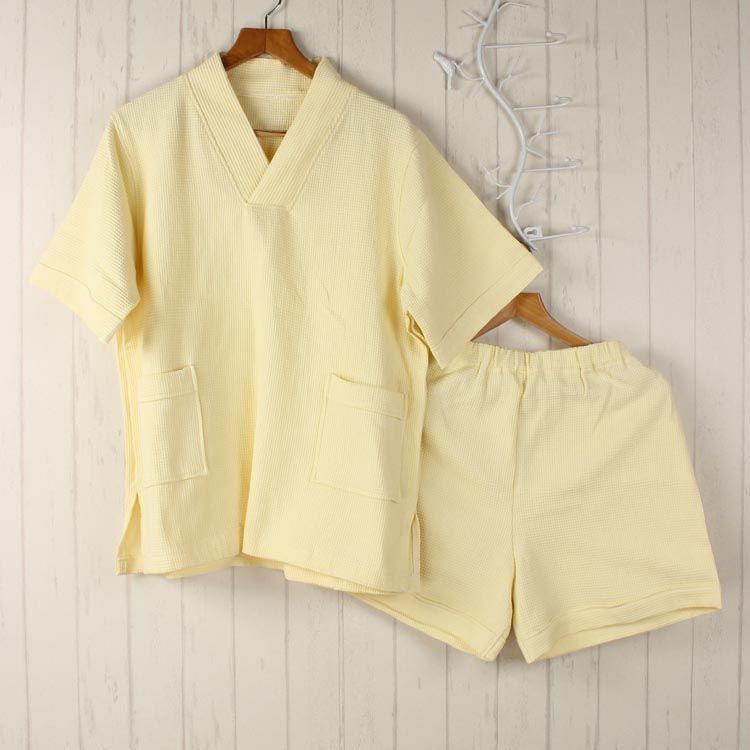 Женский вафельный халат 100% хлопок длинный впитывающий банный халат кимоно мужской легкий вафельный однотонный халат пижама топ+шорты