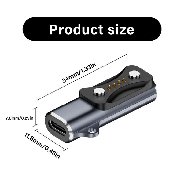 Портативный магнитный зарядный адаптер-коннектор-переходник для смарт-часов с портом USB Type C обеспечивает удобную