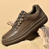 High Quality Men Outdoor Flat Sneakers Casual Leather Oxford Shoes Versatile Thick Sole Walking Shoe Comfy Antiskid Driving Shoe
