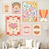 Groovy Retro Wall Art Gallery Picture Set Hippie Poster Print Kids Room Rainbow Cartoon Flower Cute Canvas Painting Home Decor