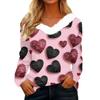 Женская футболка с длинным рукавом с принтом на День святого Валентина, V-образным вырезом, повседневная, свободного кроя