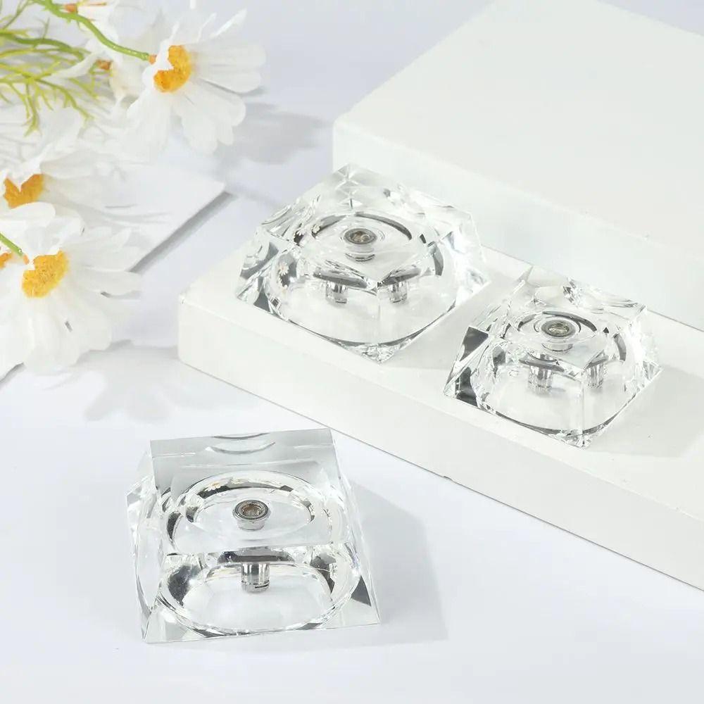 Multi Color Changing LED Glass Sphere Holder Transparent Crystal Display Lamp Base Office