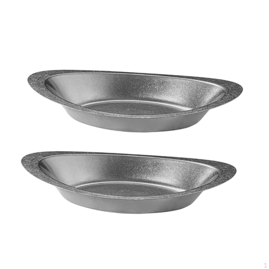 2 Pieces Curry Rice Bowls Food Serving Dishes Metal Oval Shape Snack Tableware for Candy Small