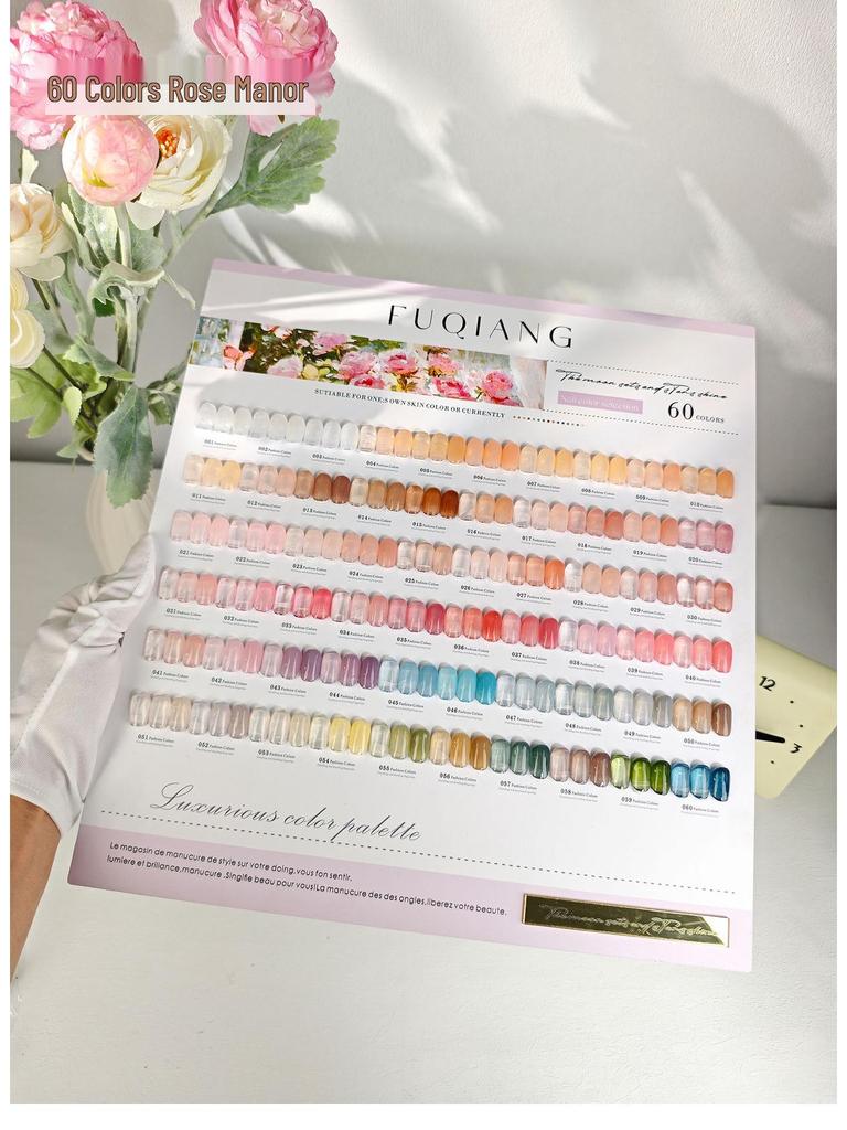 Набор гель-лаков «Розовый особняк», 60 цветов: Прозрачные, Полупрозрачные Оттенки для Салонного Маникюра