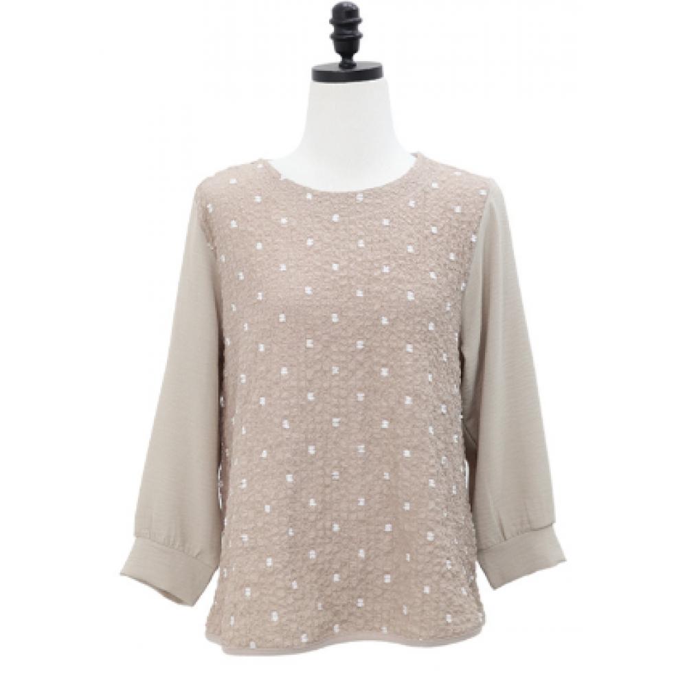 Shiz Madam Women Embossed Balloon Sleeve Blouse T57503