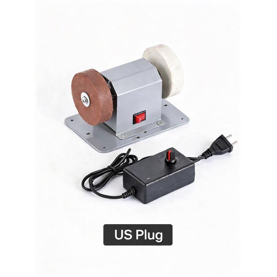 Mini Electric Bench Grinder Sharpener, Stainless Steel Body, Coarse & Fine Wheel, Multi-Function Tool Grinding Machine