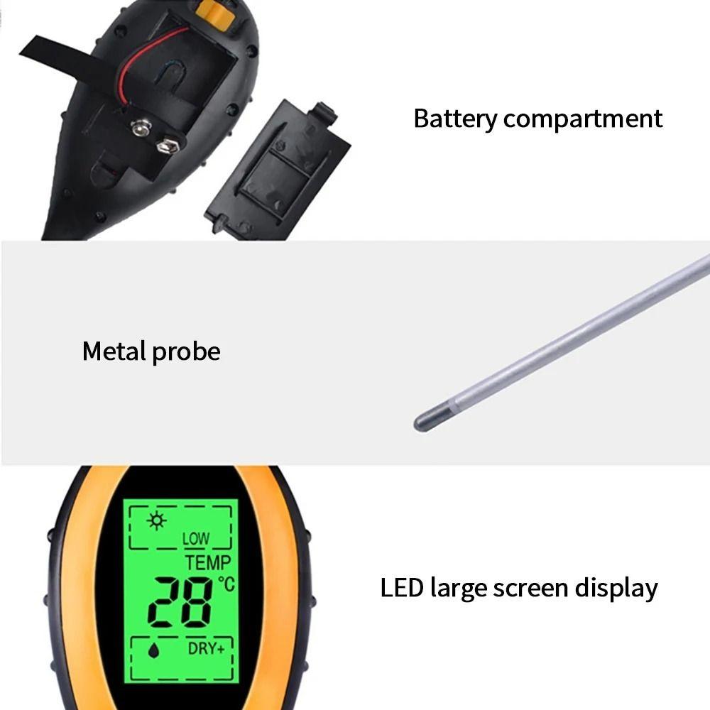 4 in 1 Soil Survey Instrument Digital Display Soil Thermometer PH Meter  For Garden Lawn Farming