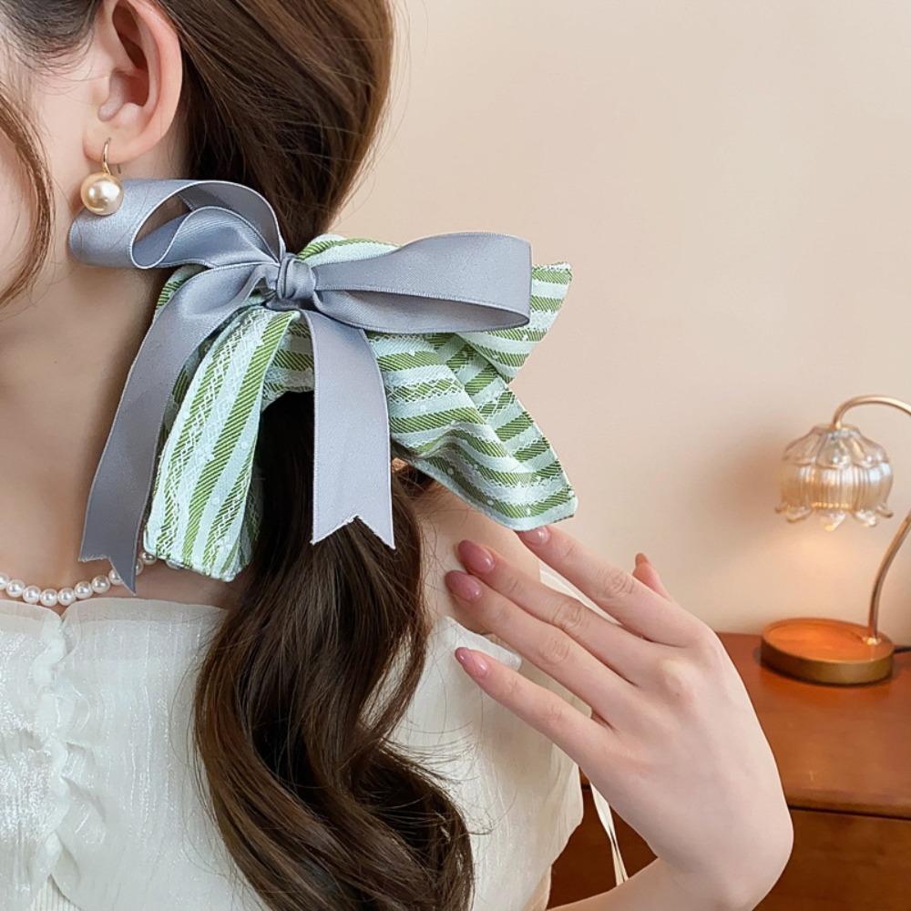 Стиль Кореи Клетчатая Шелковая Лента Резинки для Волос Эластичное Кольцо для Волос Большой Кишечник Друзья