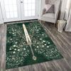 Fantasy Sword Tree Rune Magic Rug Gothic Medieval Style Green Elven Carpet for Bedroom Game Room Decorative Floor Mat