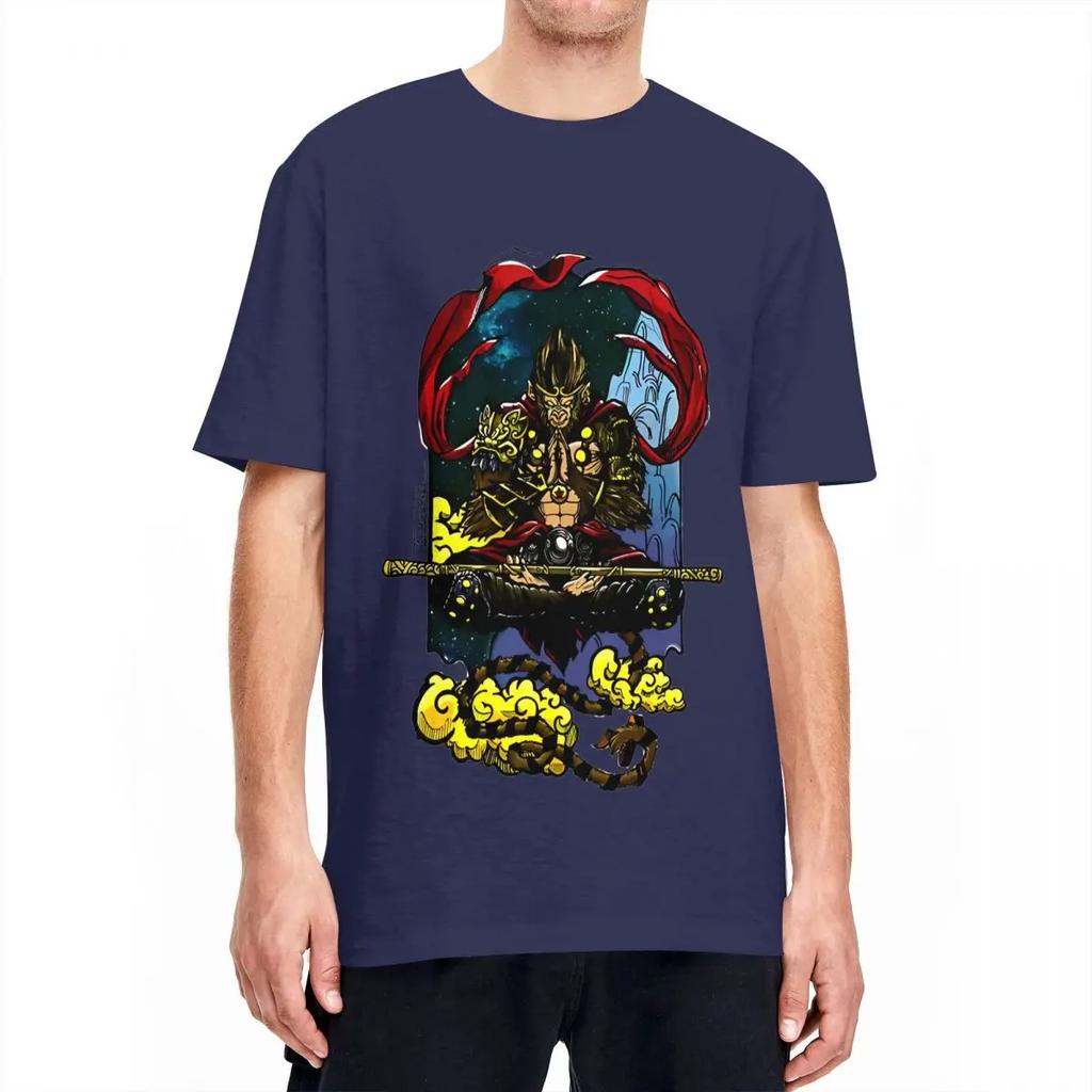 Футболка SUN WUKONG Color Black Myth, модные классные футболки с коротким рукавом, топы в уличном стиле, летние футболки из чистого хлопка с круглым вырезом, большие футболки