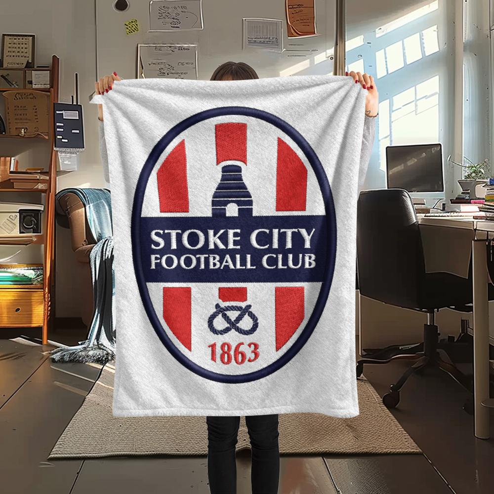 1PC Stoke City FC Print Flannel Blanket, High quality Comfortable for All Seasons, Home Decor, Warmth and Comfort, Perfect for Christmas Gifts182