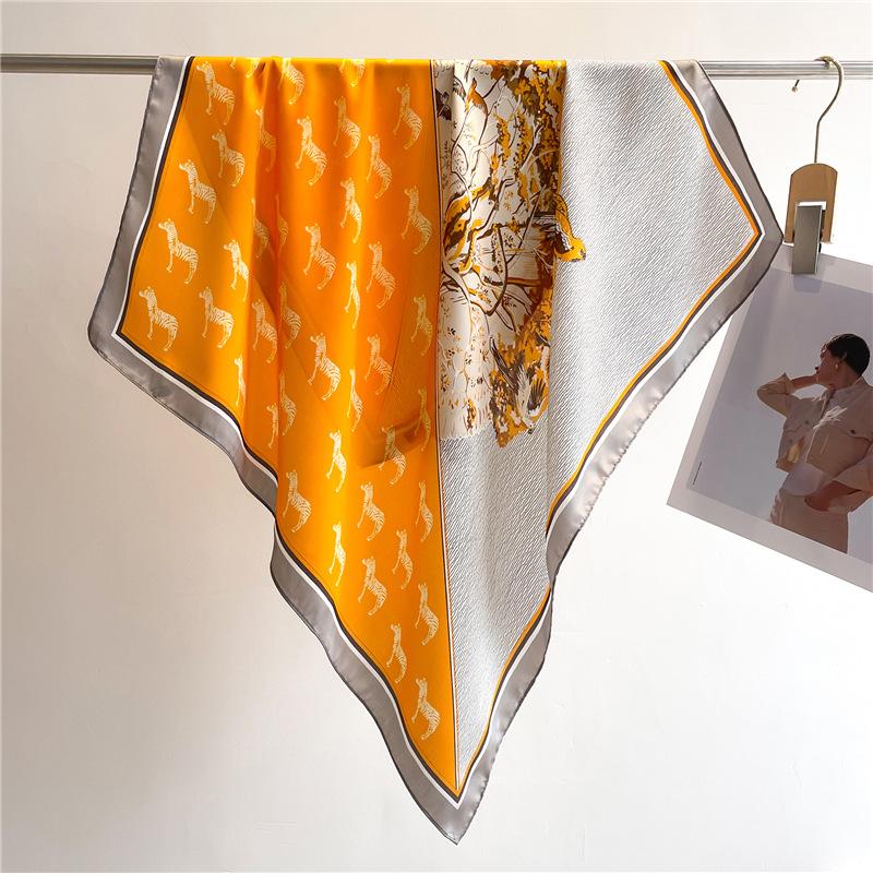 Peony Flower Small Silk Scarf Satin Versatile Scarf Thin Sunscreen Headscarf 70Cm Simulated Silk Square Scarf