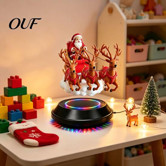 Creative Seasonal Room Decor Floating Santa Sleigh, Magnetic Levitation Santa's Flying Sleigh Ornament, Christmas Unique Gift for Family Display Home,