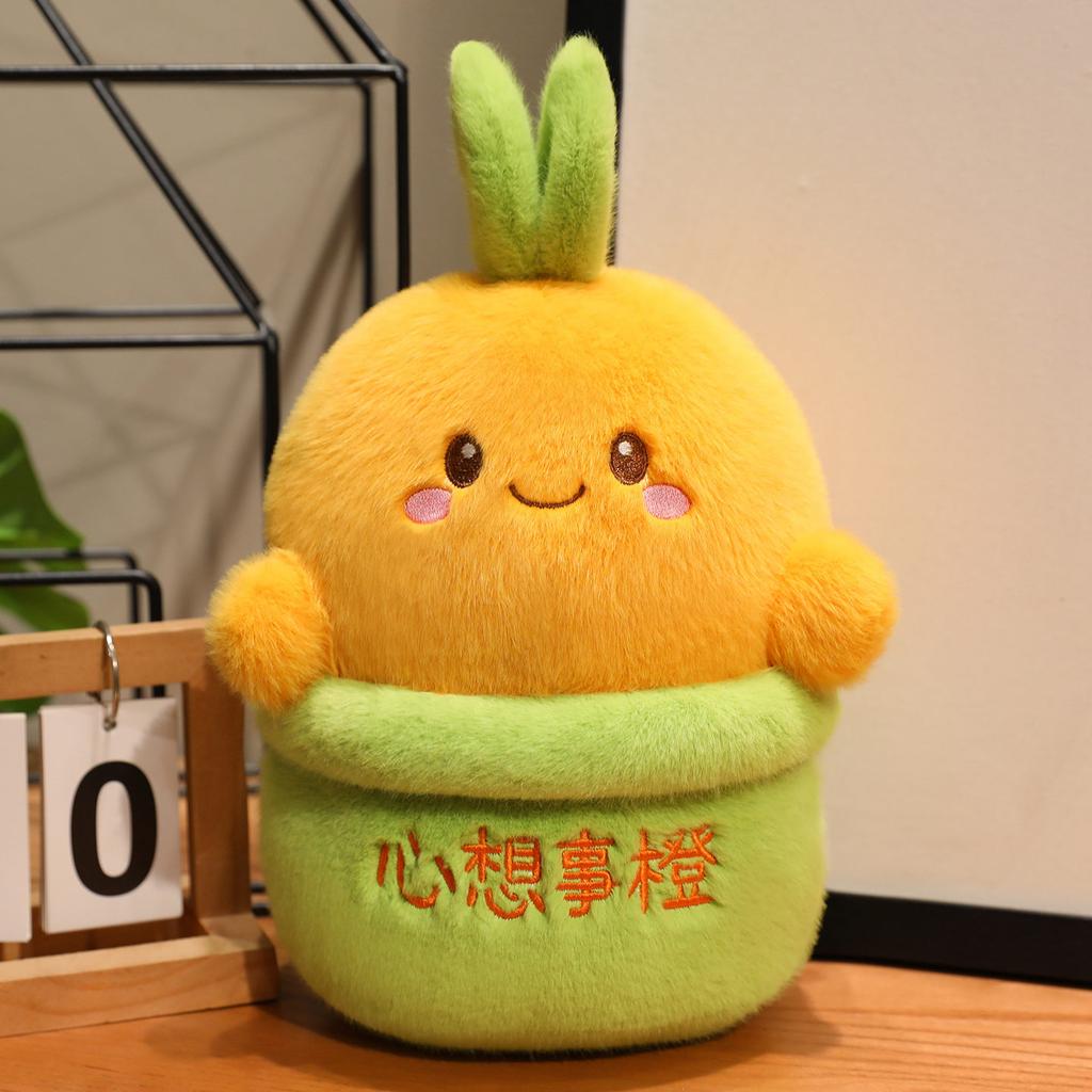 New Oranges Potted Plant Plush Toy Lovely Realistic Bamboo&Persimmon Potted Plant Stuffed Doll Plush Greenery Living Room Decor