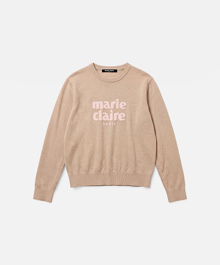 MARIE CLAIRE Основной круглый вязаный пуловер с жаккардовым логотипом из шерсти (Magckn07Mbe)