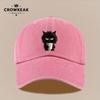 pc Angry Fluffy Black Cat Pattern Hat Vintage Distressed Print Baseball Cap Adjustable Size Comfortable And Lightweight Sui