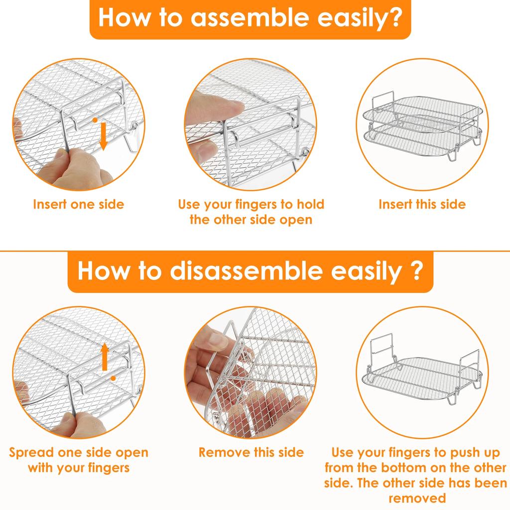 2 шт. Квадратная решетка для аэрофритюрницы 8 дюймов из нержавеющей стали, решетка для дегидратора, штабелируемые решетки для аэрофритюрницы, термостойкие квадратные решетки, воздух
