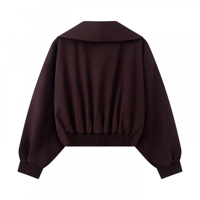 2026 Womens Long Sleeve Turn Down Collar Casual Short Jacket Coat W034