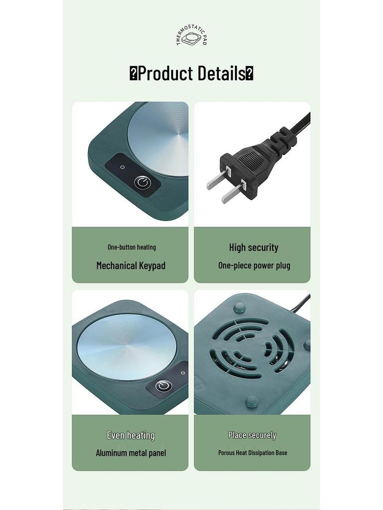 55° Heated Insulating Ceramic Mug with Coaster - Keeps Drinks Warm