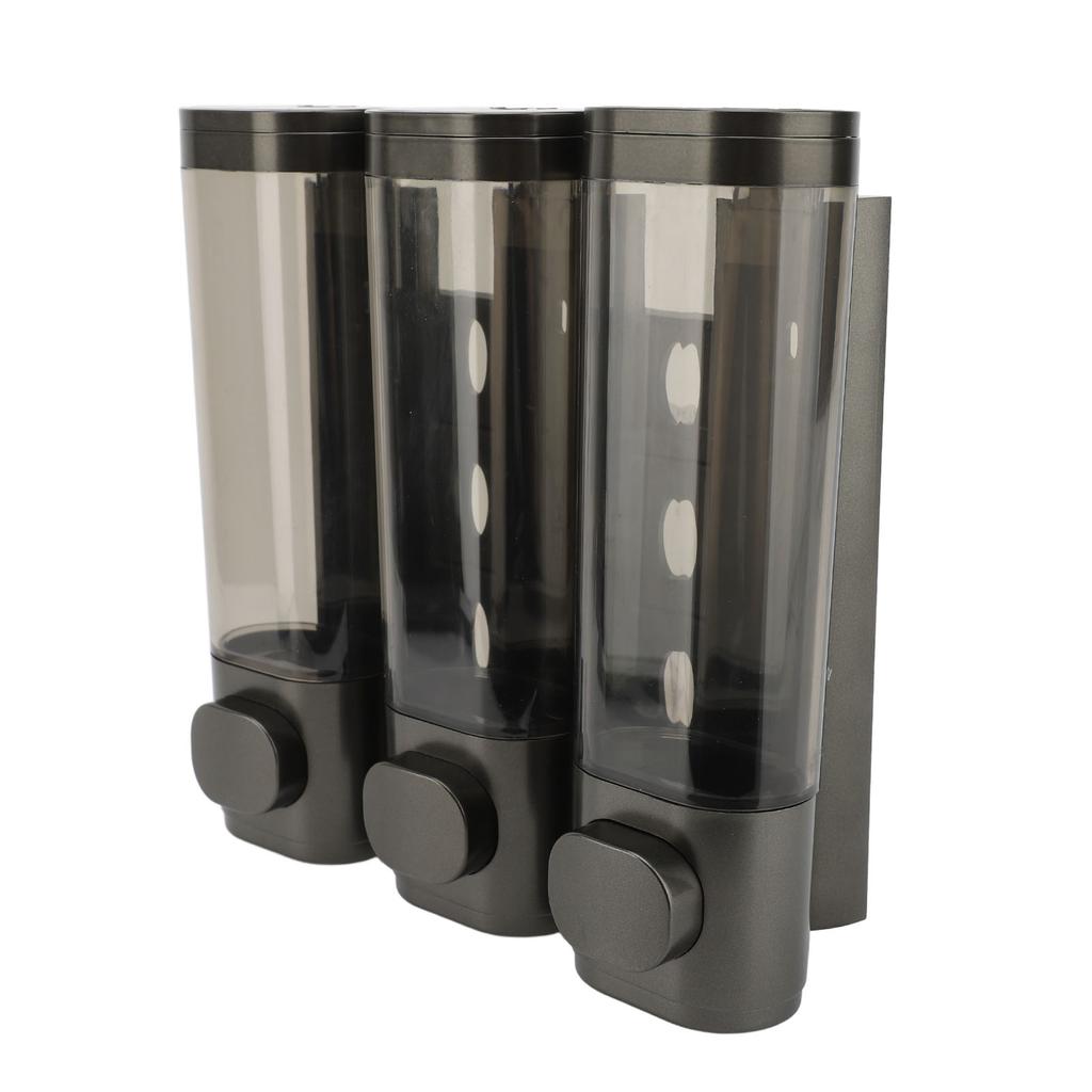 3 In 1 300ml Press Liquid Soap Dispenser Wall Mount Bathroom Shower Shampoo Hair Conditioner