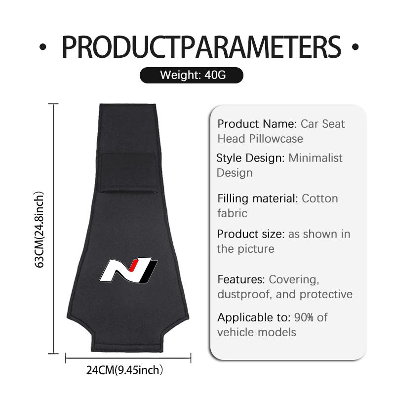 Car Logo Seat Headrest Cover Suede Perforated Pillowcase Pad For Hyundai N Line i10 I10 2008 2009 2010 2011 2012 2013 2019 Equus HH52