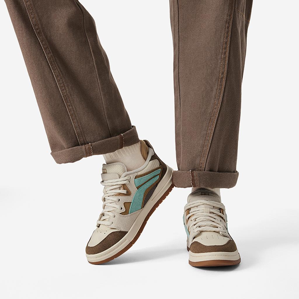 Li Ning Скользкие Амортизирующие Низкие Кеды для Скейтборда Женские Коричневый Серый Зеленый AECU038-1