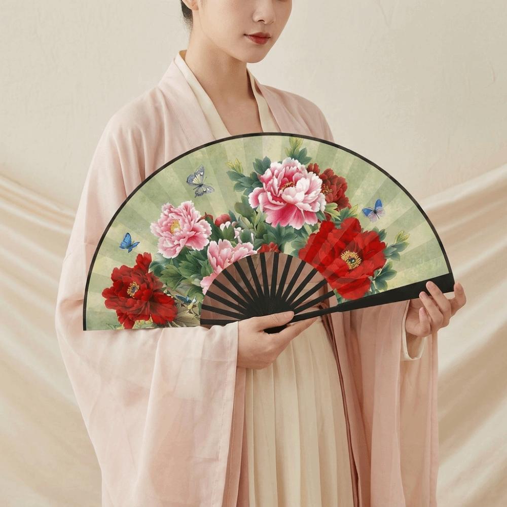 Chinese Style Folding Handheld Fan Handmade Flower Pattern Hand Fans Exquisite Silk Cloth Dance Fan Home Decoration