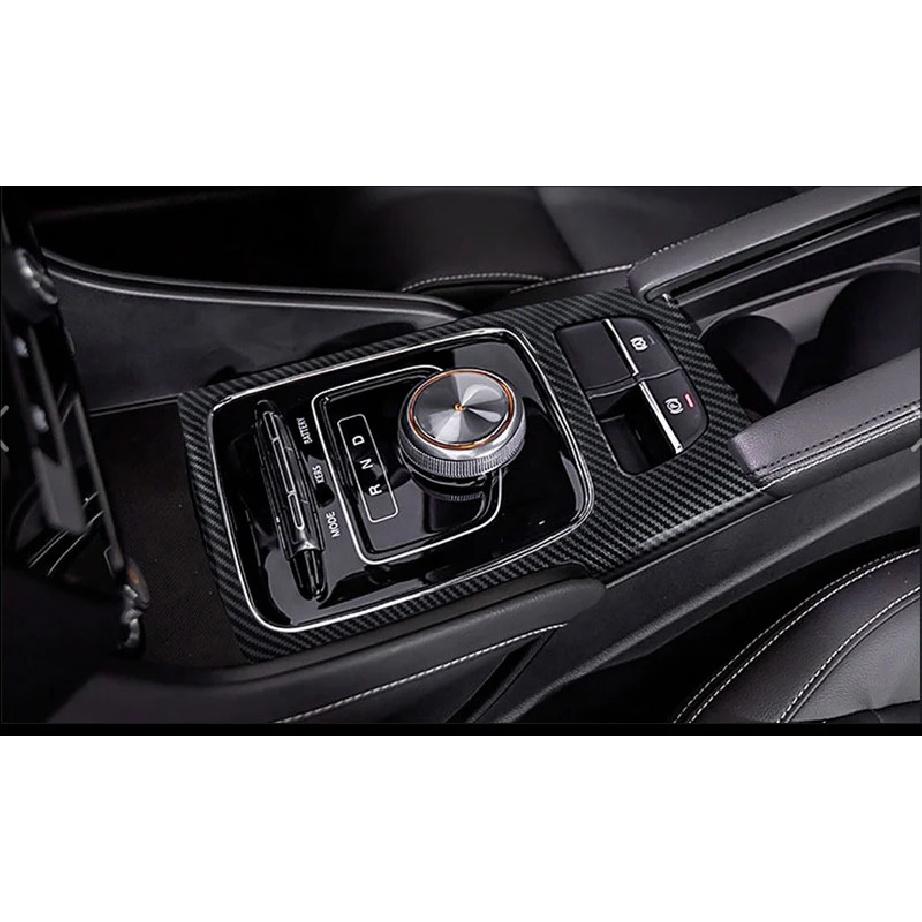 For MG ZS 2017- Car Accessories Carbon Fiber Style Gear Shift Panel Center Console Cover Trim Frame