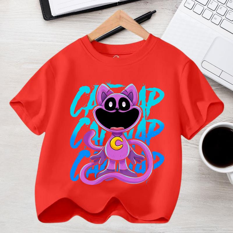 Kids Dropped Shoulder Short-sleeved T-shirt Summer Pure Smilings Critterss Cotton Round Neck Bottoming Shirt Student Sportswear