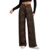 European and American wide-leg straight leopard print personalized fashion design sense women's jeans