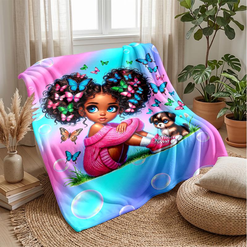 Butterfly Dreams in Pastel blanket Personalized Name Flannel Blanket Soft Cozy Plush Throw for Sofa Bed Lightweight Home Decor