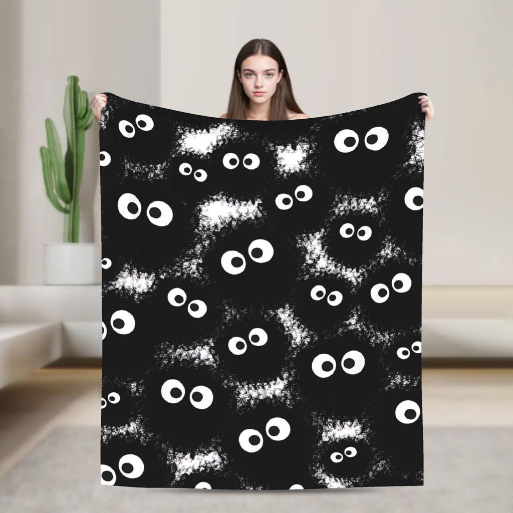 Warm BlanketsBoy Girl Picnic Susuwatari Soot Sprites Throw Blanket Flannel Bedspread For Bedroom Comfortable Sofa Bed Cover