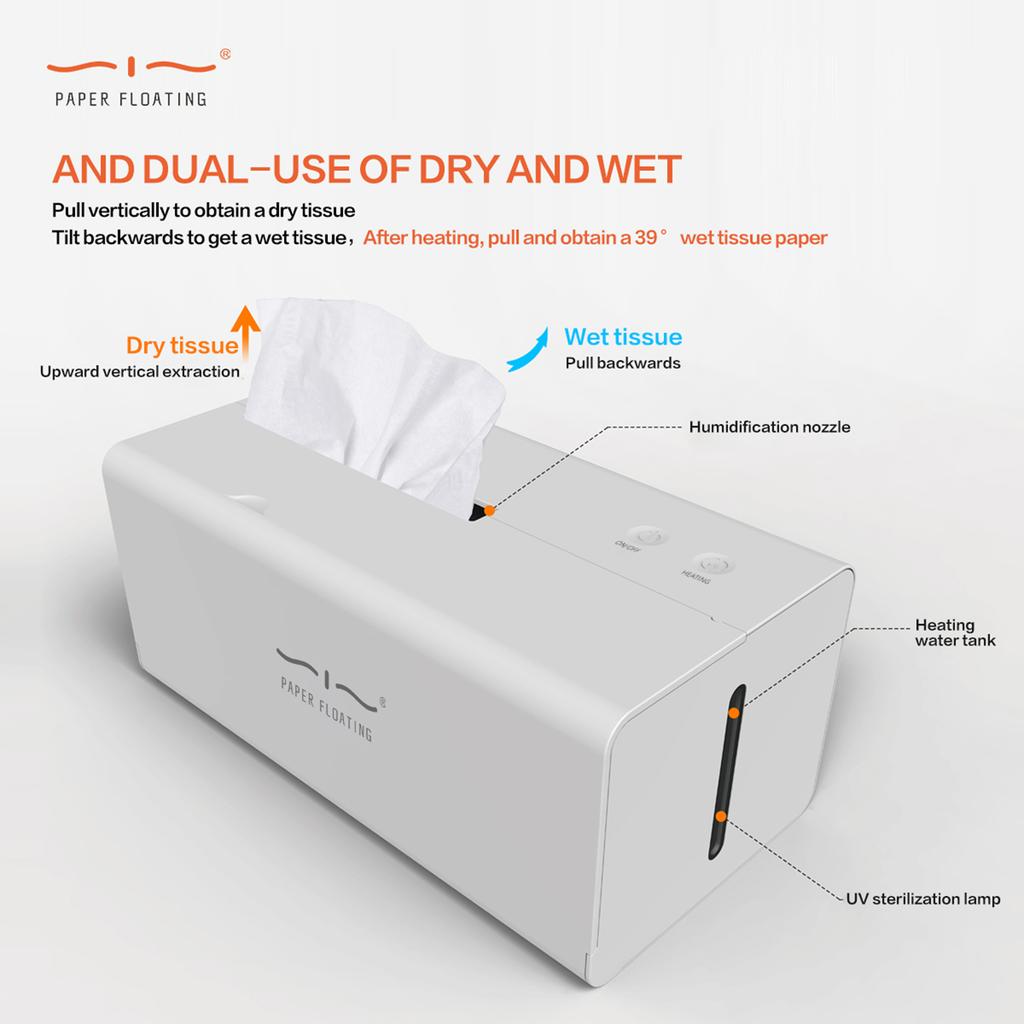 Smart Tissue Humidifier Tissue Heater Baby Wipe Warmer Built-in Battery UV Light with 2 Pack Soft