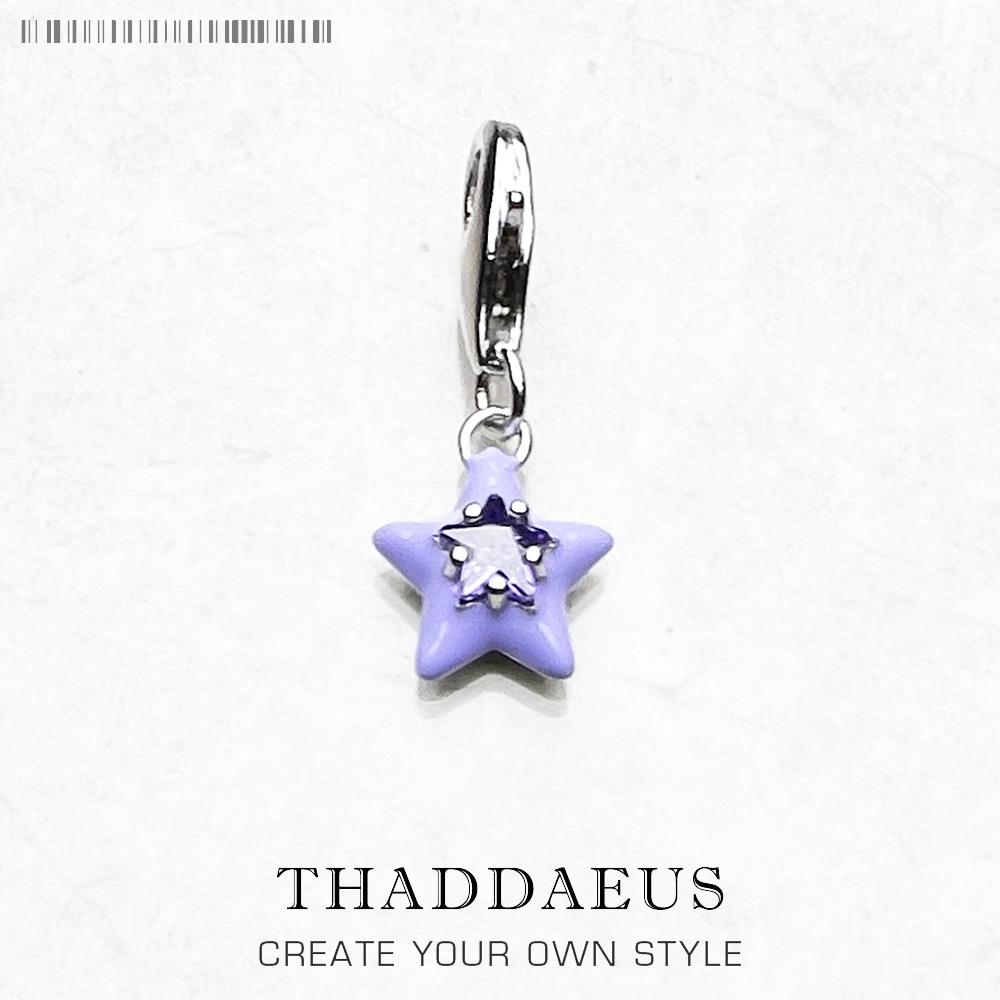 Violet Enamel Star Pendant Dangle Charm Sell Europe Fashion European 925 Silver Trendy Gift For Women