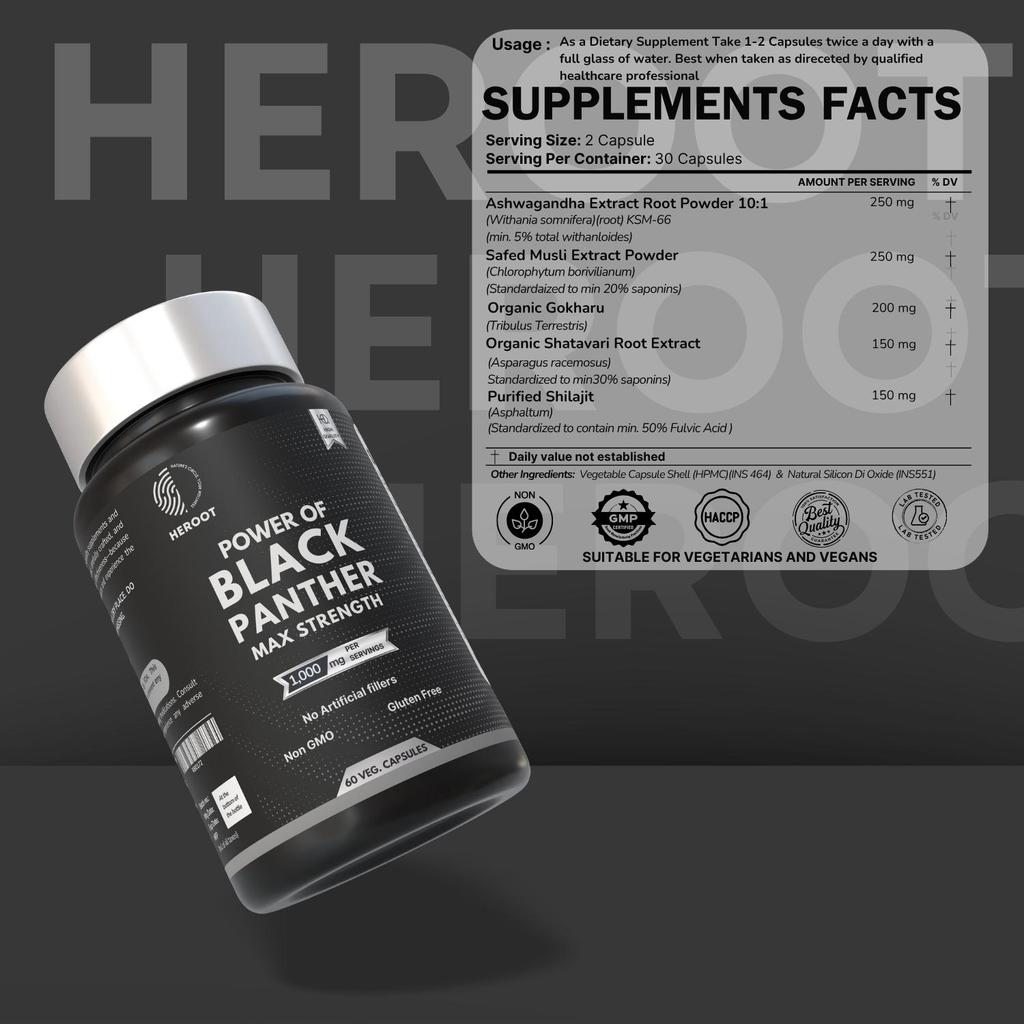 Капсулы Power of Black Panther Herbal Blend | Ботаническая формула | 60 капсул
