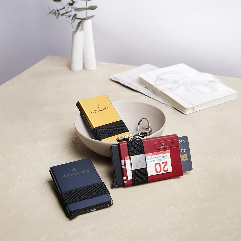 Victorinox Smart Card Wallet Multi-tool with Nail File, Tweezers, Toothpick, Pen, Scissors, 10 Functions, Compact Delightful Gold
