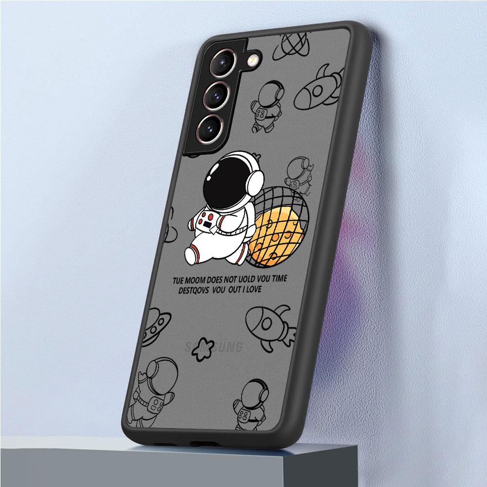 Матовый чехол с милым мультяшным астронавтом для Samsung Galaxy S22 S20 S21 FE S10 S9 Plus S8 Capa Note 20 Ultra 10 Lite, чехол для телефона