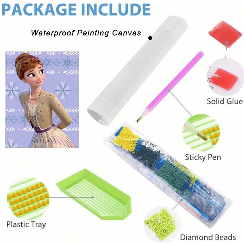 Disney Diamond Painting Kit Unframed Anna's Iconic Look Classic Style Home Decor Craft, Perfect Gift Idea